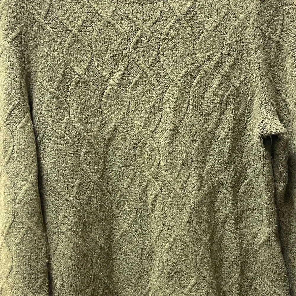 Talbots‎ Women's Large Olive Rolled Hem Mock Neck Cabled Acrylic Blend Sweater